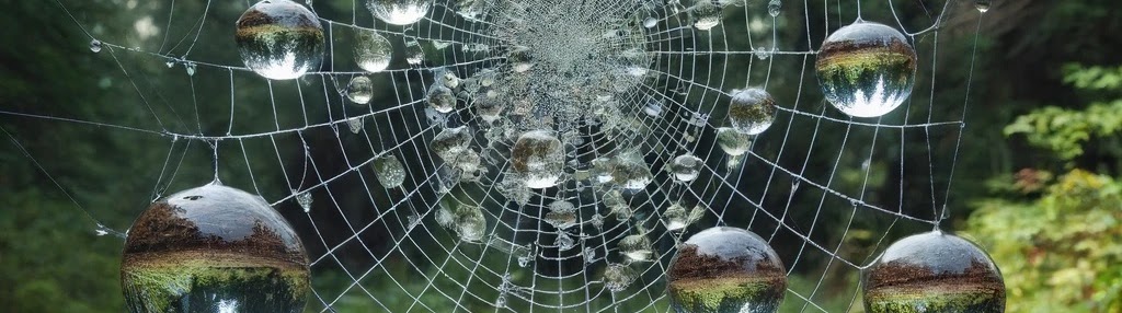 Spider web with huge due drops