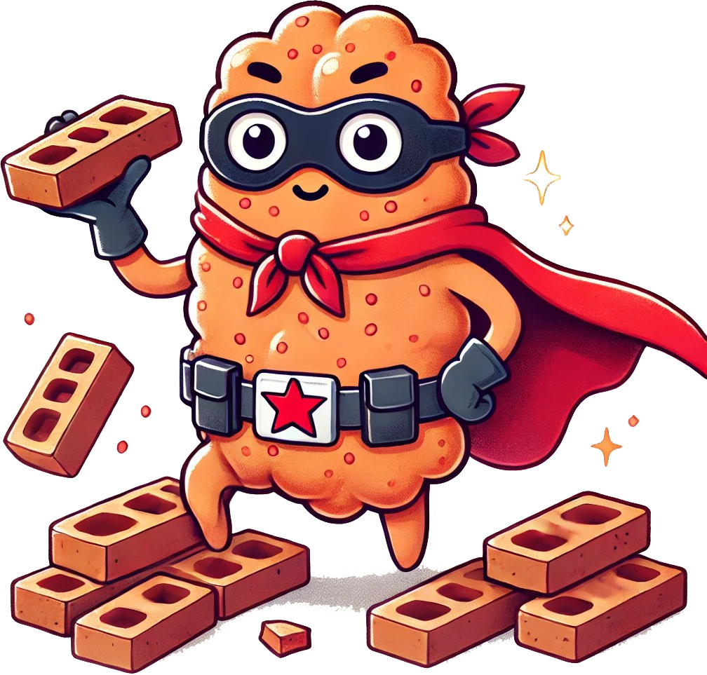 Akkermansia, the bricklaying superhero of the gut! 🧱🦸‍♂️ He’s strong, determined, and building a solid foundation for gut health.