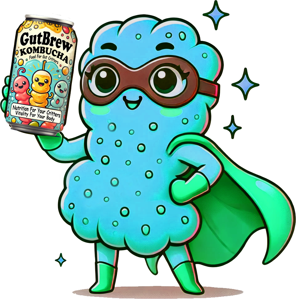 GutBrew Critter sporting a can of GutBrew