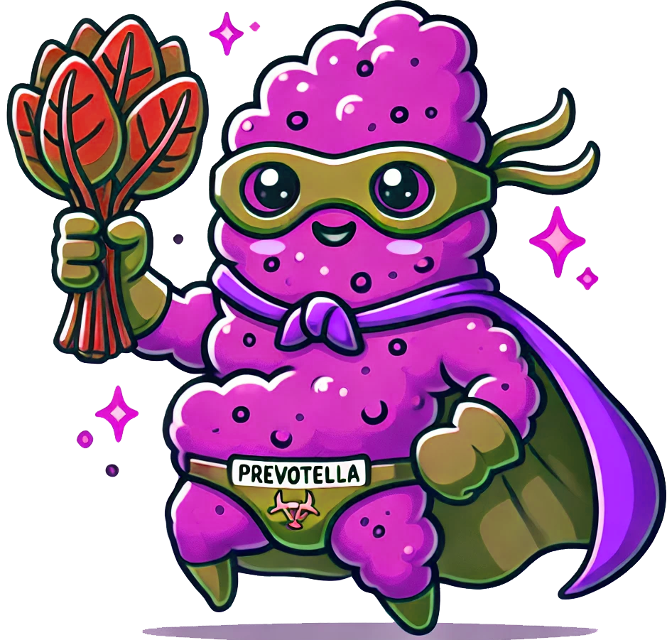 Prevotella, the plant-powered superhero! 🦸‍♂️🌿💪 Ready to turn fiber into gut-boosting power. 